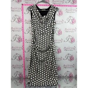 Planet dress dotted Sleeveless Black and White Polka Dot Cowl Midi Dress